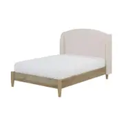 Aetiusa Winged Fabric Hardwood Bed Frame - Beige