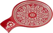 Ceramic Spoon Rest, Cooking Spoon Holder for Kitchen Counter/Stove Top/Dining Table Modern Farmhouse Decorative, Large (Red)