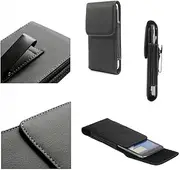 DFV Mobile - Leather Flip Belt Clip Metal Case Holster Vertical Compatible with Samsung Galaxy CORE Plus, SM-G350 - Black