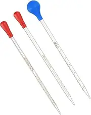 uxcell Graduated Dropper Pipettes Kit, 3 Pack 1ml/2ml/3ml Borosilicate Glass Pipette with Rubber Squeeze Bulb for Transfer Liquid for Lab, Chemistry