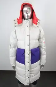 Womens The North Face COLOR BLOCK Sierra Duster 600-Down Parka Jacket - White