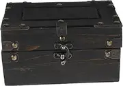PERSELOSO Treasure Chest Decorative Wooden Trinket Storage Box Hasp Vintage Style Organizer for Jewelry Keepsakes and Dormitory Decor Spacious Interior for Home Organization