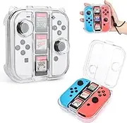 DLseego Storage Case for Switch JoyCon,Transparent Switch OLED Sturdy Case Holder Waterproof and Dust proof JoyCon Storage Shell with 3 Game Card Slot and 1PCS Lanyard-Crystal Clear