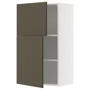 METOD wall cabinet with shelves/2 doors, white/Havstorp brown-beige, 60x37x100 cm