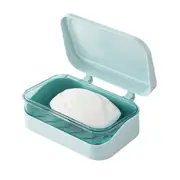 Soap Box Double-layers with Lid Waterproof Dustproof Drain Hole Portable Soap Dish Holder Bathroom