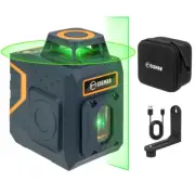 Adjustable Green Laser Level with 360° Lines, Rechargeable Battery, IP54 Rated