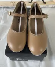 Theatricals Girls Slide Buckle Tan Techno Taps Girls Size 9M Dance Tap Shoes