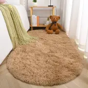 Oval Fluffy Ultra Soft Area Rugs for Bedroom Living 5.3' x 2.6' (Oval) Camel