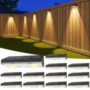 Solar Fence Lights, 12 Pack Solar Powered Fence Lights Outdoor with Warm Whit...