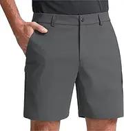 [JEShifangjiusu] Men's 7 Inch Inseam Casual Golf Shorts with Multifunctional Pockets Stretch Lightweight Straight Short Summer Thin Section Shorts Grey
