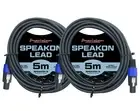 2 Pack 5m Speakon to Speakon Cable Amp Mixer Speaker SPEAKON5x2