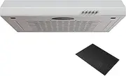 FIREGAS 60cm Visor Cooker Hood Undercabinet Hood Wall Mounted Kitchen Extractor Fan 600mm Top Vented Range Hood, White