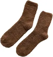 [pants & sox] Fluffy Winter 6 Pack Sleeping Bed Socks Thick Unisex Brown