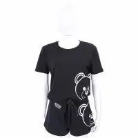 在飛比找Yahoo奇摩購物中心優惠-MOSCHINO 泰迪熊大頭刺繡黑色棉質運動套裝(T恤+短褲