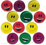 Artcreativity Smile Face Yoyos for Kids, Pack of 12, Emoji Yo-Yo Toys in Asso...