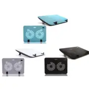 Metal Panel Dual Fan Notebook Cooler Laptop Cooling Pad Slim Stand for 15.6" PC
