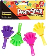 Idena 40428 Party Fun Hand Clappers Set of 4 in Trendy Colours Green, Purple, Pink and Yellow Size Approx. 7 x 3.5 cm