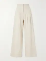 [A.L.C.] A.L.C. - Bennett Pleated Cotton And Linen-blend Wide-leg Pants - Ecru - US4 US 4 Ecru