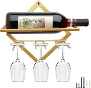Metal Wall Mounted Wine Holder, Upgrade Collapsible Wall Hanging Red Wine Racks