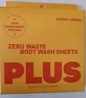 PLUS Zero Waste Body Wash Sheets Citrus + Neroli, Camping Travel