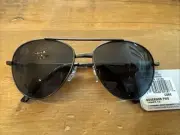 NWT West Loop GOVERNOR Sunglasses Aviator Black Frames/Lens 100% UVA-UVB