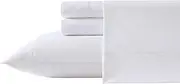 [Laura Ashley] Sheet Set, Breathable Cotton Percale Bedding with Matching Pillowcases, Soft Home Decor (Scallop White, King)