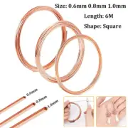 Jewelry Making DIY Accessory， Copperr Square Wire, 0.6mm, 0.8mm, 1mm