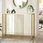 Hallway Table Console Table with Marble Tabletop and Steel Frame 95Cm