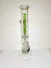 ROOR Straight 14” Glass 14mm Tobacco Hookah Bubbler Green Decal