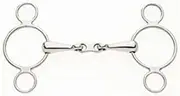 Lorina French Link 2 Ring Continental Horse Gag (UK Size: 6in) (Silver)