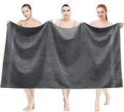 LINENOVA 2 Pack Large Bath Towels 90x180cm, 100% Cotton 550GSM Bath Sheet Soft Absorbent Quick Dry Extra Large Jumbo Beach Towels Set for Bathroom Spa Hotel - Charcoal