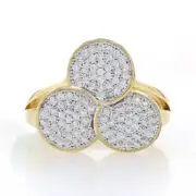 New CZ 3-Bubble Cluster Ring Sterling Silver 5.75-6 Gold Plate Cocktail 0.50ctw
