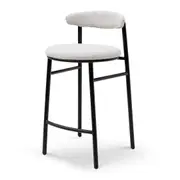 Set of 2 - Oneal 65cm Bar Stool - Moon White Boucle and Black Legs
