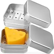 Soap Box Aluminium Soap Cases Mens Shaving Soap Box with Drain Strainer Bar Soap Holder Travel Container Soap Dish 2Pcs