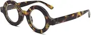 [WNCKSQ] Retro Round Women Glasses Frame Fashion Leopard Champagne Eyewear Clear Men Optical Frame Computer Goggles,Leopard