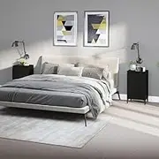 Bedside Cabinets 2 pcs Black 40x35x70 cm Engineered Wood Nightstands