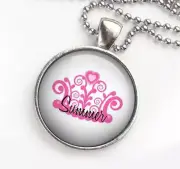 Personalised Pendant Necklace Crown - pink