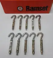 Ramset Anchor DynaBolt Plus Hook Bolt- 8x47mm Gold Passivated Zinc Plate Pack 10