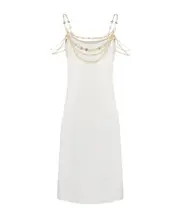 Paco Rabanne Chain-Strap Cowl Neck Midi Dress FR36 white