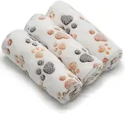 Rongyutech 1 Pack 3 Puppy Dog Blankets Super Soft Warm Sleep Mat Fluffy Premium Fleece Pet Blanket Flannel Throw for Dog Puppy Cat - White Paw Print Small(23"x16")