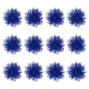 12-Pack Chiffon Flowers 1.97 x 1.97" Fabric Flowers for Craft [Dark Blue]