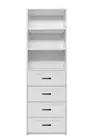 NNEDSZ GENEVA 3 SHELF 4 DRAWER BUILT IN WARDROBE - WHITE - HAMPTON - OVAL BLACK