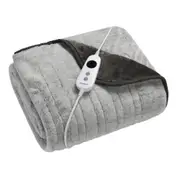 Dreamaker Faux Mink Electric Heated Throw Blanket [120x160cm] (Silver/White)