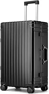 [ANNI RIEL] All Aluminum Hardshell Luggage, Airline Approved Zipperless Hardside Carry on Suitcase with Spinner Wheels, Checked Aluminium Luggage Metal Rolling Luggage Case for Travel, Business, Black,