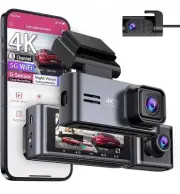 OMBAR Dash Cam 5G WiFi GPS, 3 Channel Dash Cam Front and Rear Inside 2K+1080P