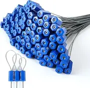 100 PCS Security Cable Seals Numbered Tamper Proof Security Tags, Blue Steel Pull-Tite Container Seals Wire Seals, Metal Self-Locking Cable Steel Wire Seal for Truck Container Shipping, 11.8"/300mm