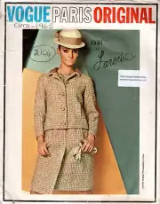 1965 Vintage Vogue Sewing Pattern B34″ Suit & Blouse (2104RR) Guy Laroche Vogue