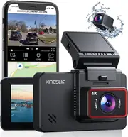 Kingslim D4 4K Dual Dash Cam with Built-In Wifi GPS, Front 4K/2.5K Rear 1080P Dual Dash Camera for Cars , 3" IPS Touchscreen 170° FOV Dashboard Camera with Sony Starvis Sensor, Support 256GB Max