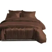 Chocolate 1000TC Silk Satin Single/KS/Double/Queen/King/SK Size Bed Quilt/Duvet Cover Set
