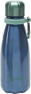 Smash Stainless Steel Single Wall 400ml Water Bottle with Carabiner, Blue Green